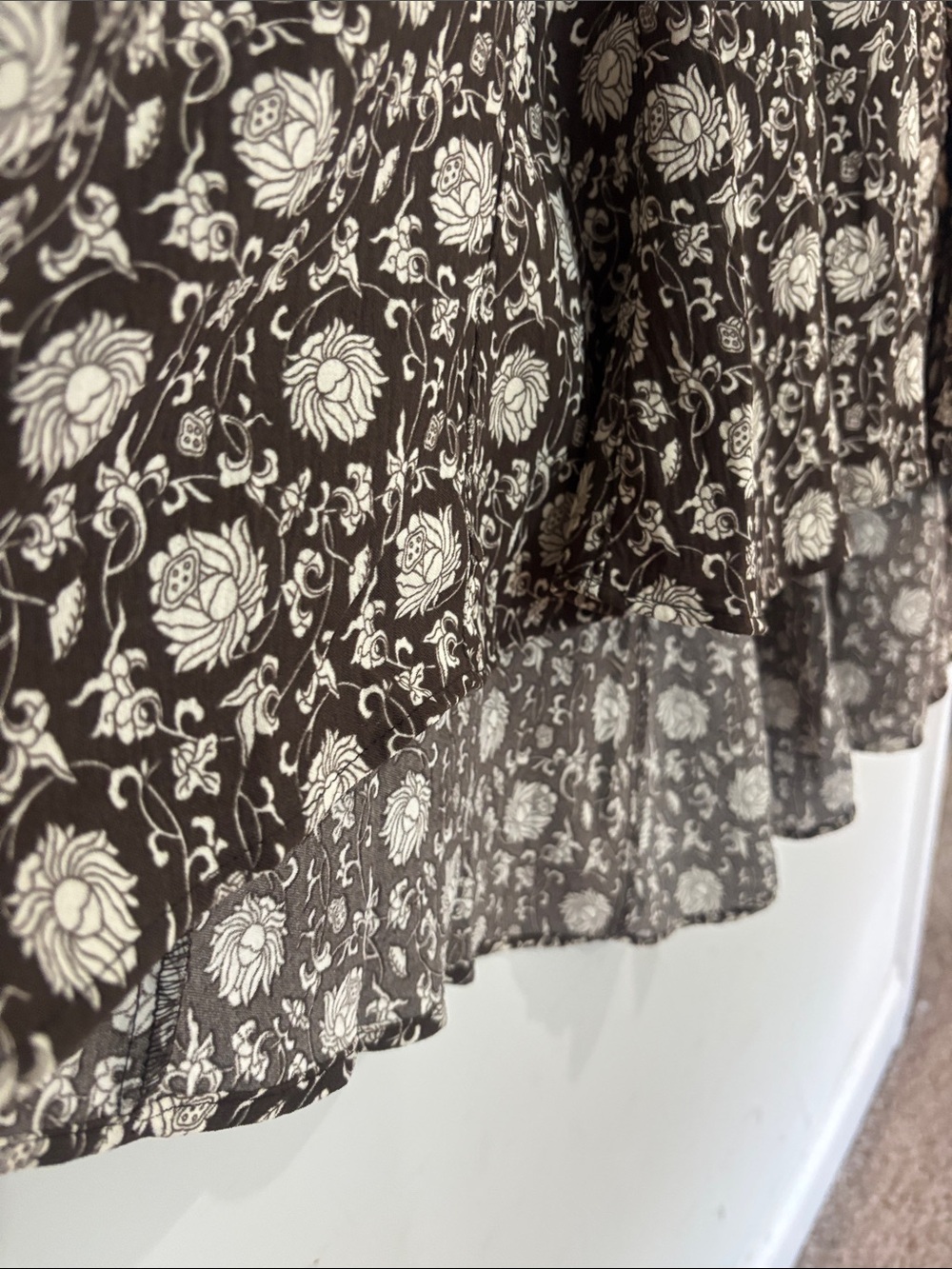 Max Studio Brown Maxi Skirt with Cream Floral Print - Picture 7 of 14